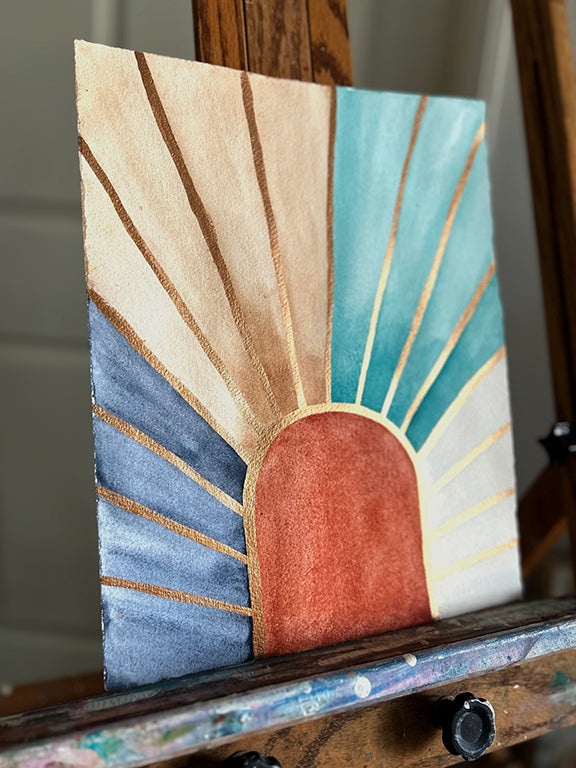Rusted Twilight Original Watercolor Painting - 11x15"