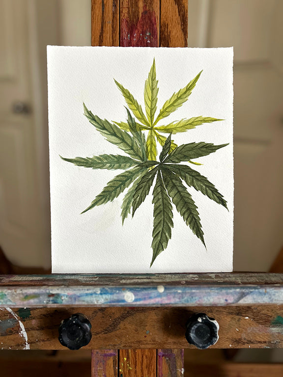 Olive Smoke Original Watercolor Painting 8x10"