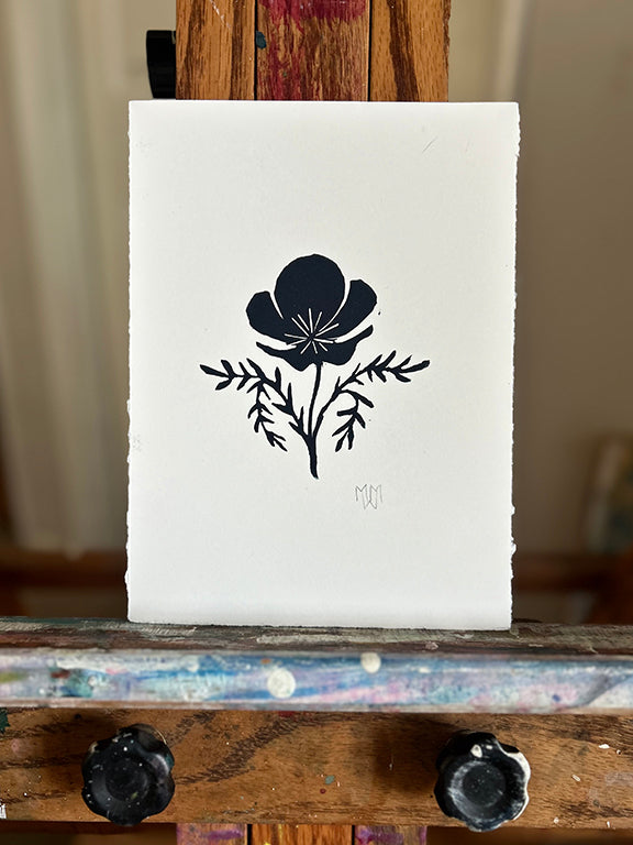 California Poppy - Original Hand Pulled Linocut Print