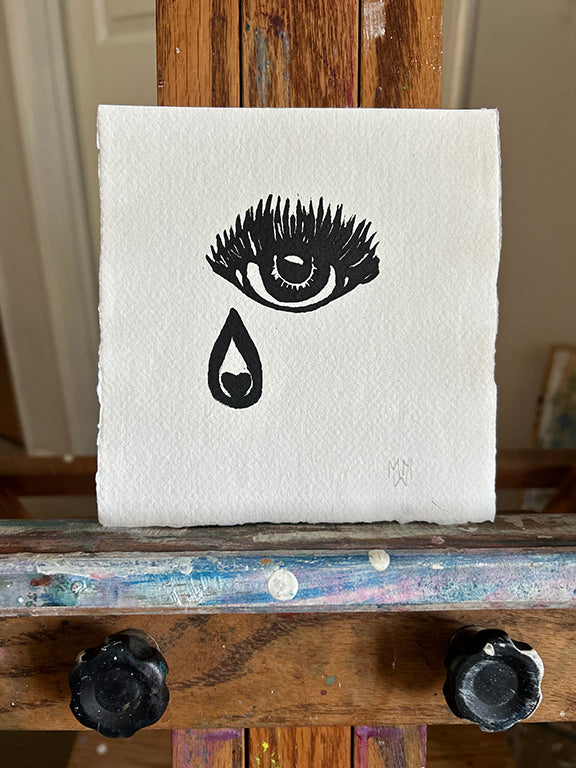 Tears that Care 1 - Original Hand Pulled Linocut Print