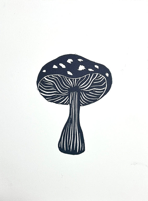 Amanita Mushroom - Original Hand Pulled Linocut Print