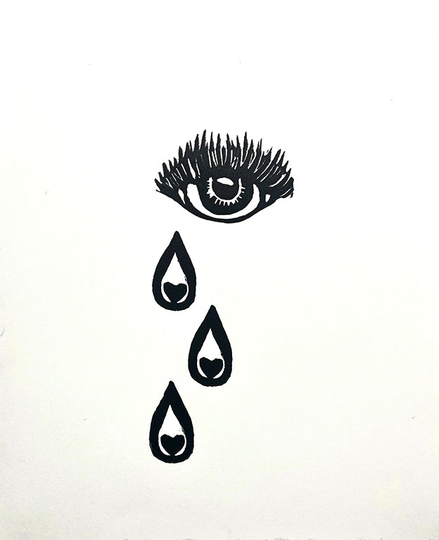 Tears that Care 3 - Original Hand Pulled Linocut Print