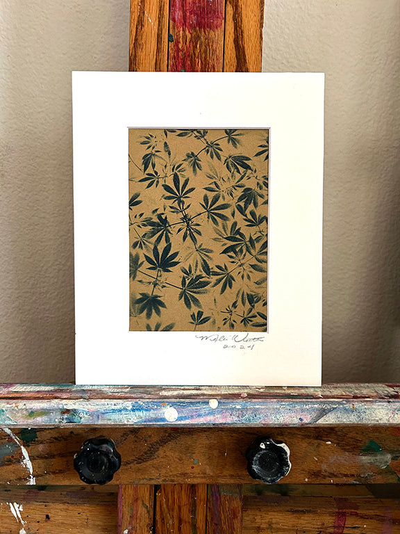 Cannabis Field Handmade Cyanotype on Kraft Paper 1 - 8x10"