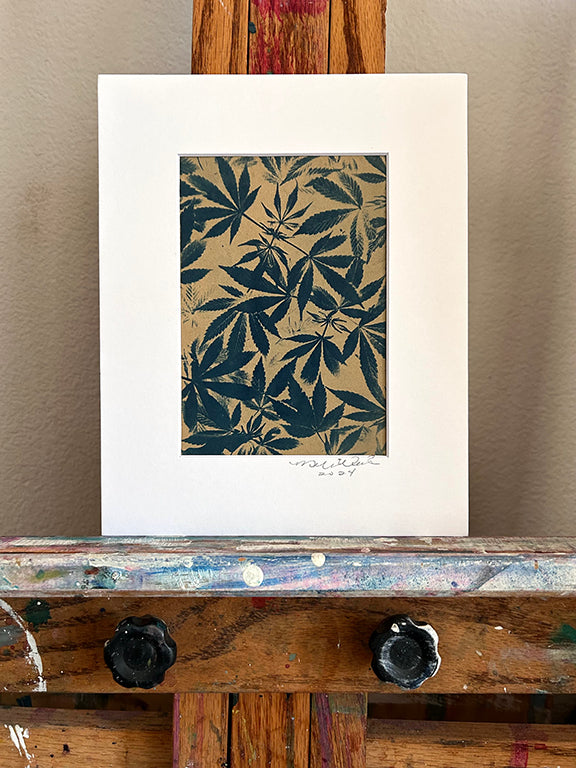 Cannabis Field Handmade Cyanotype on Kraft Paper 3 - 8x10"