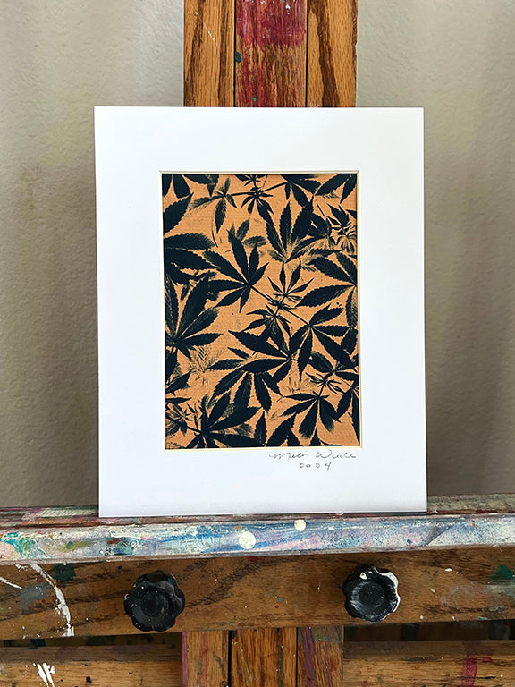 Cannabis Field Handmade Cyanotype on Amber Paper - 8x10"