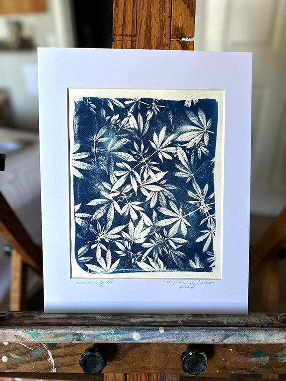 Cannabis Field Handmade Cyanotype on White Paper 3 - 11x14