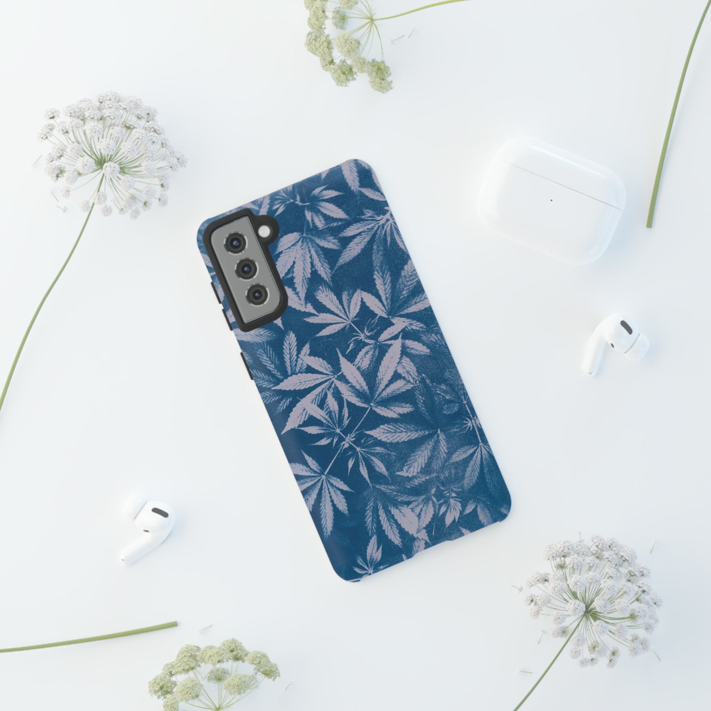 Tough Cell Phone Cases - Cyanotype on Lavender Print