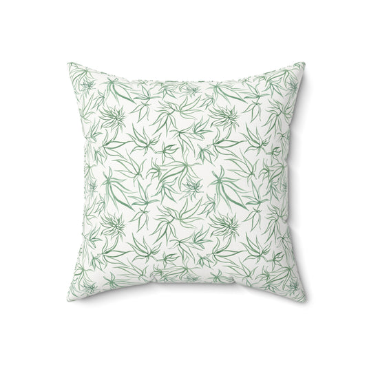 Faux Suede Square Pillow - Sketches in Green