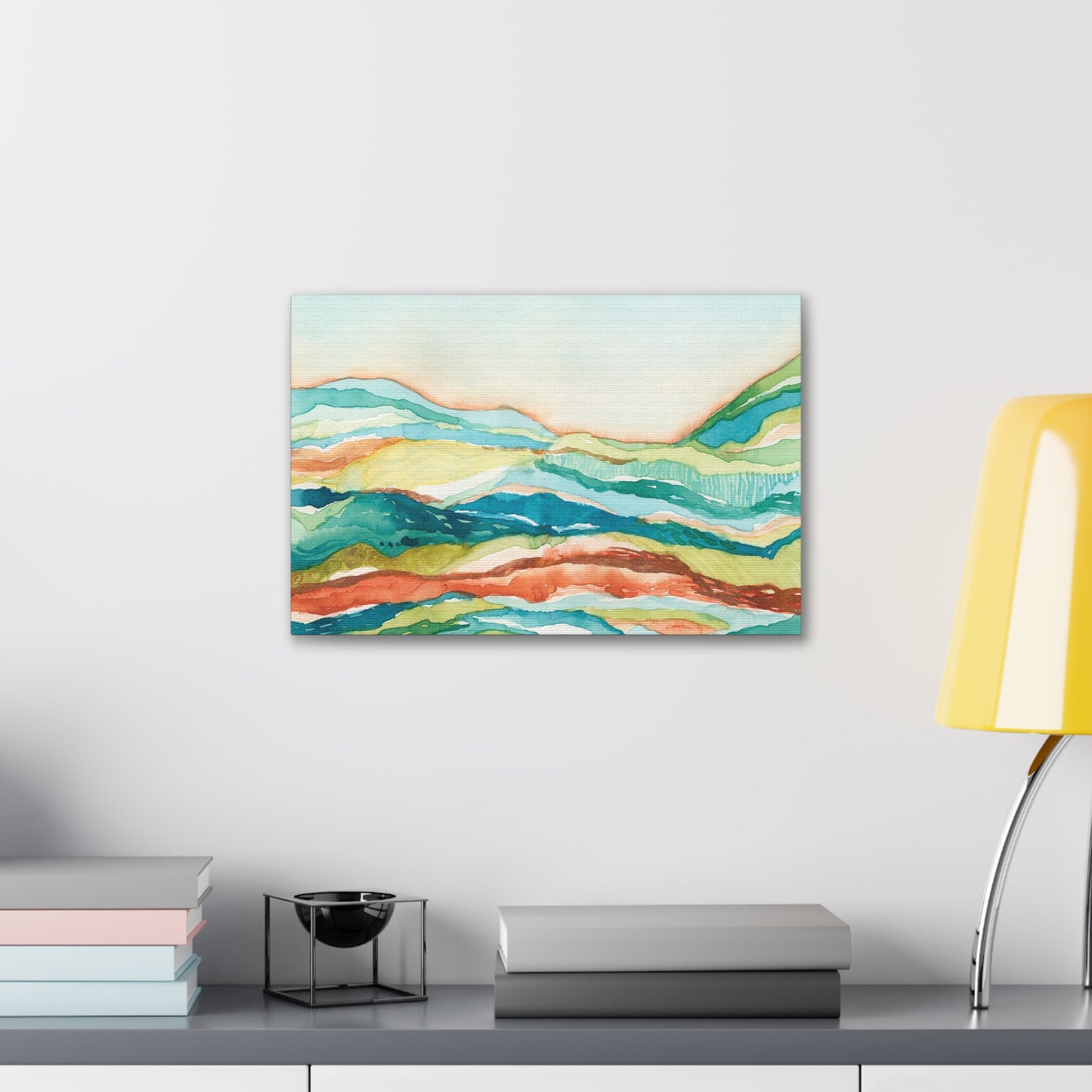 Canvas Gallery Wrap Prints - Abstract Watercolor Mountain Landscape