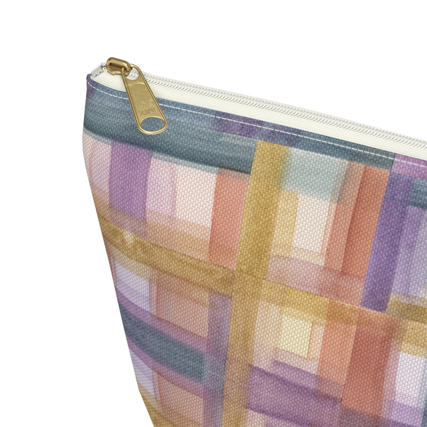 Roomy Accessory Pouch - Painterly Plaid, Warm Colors