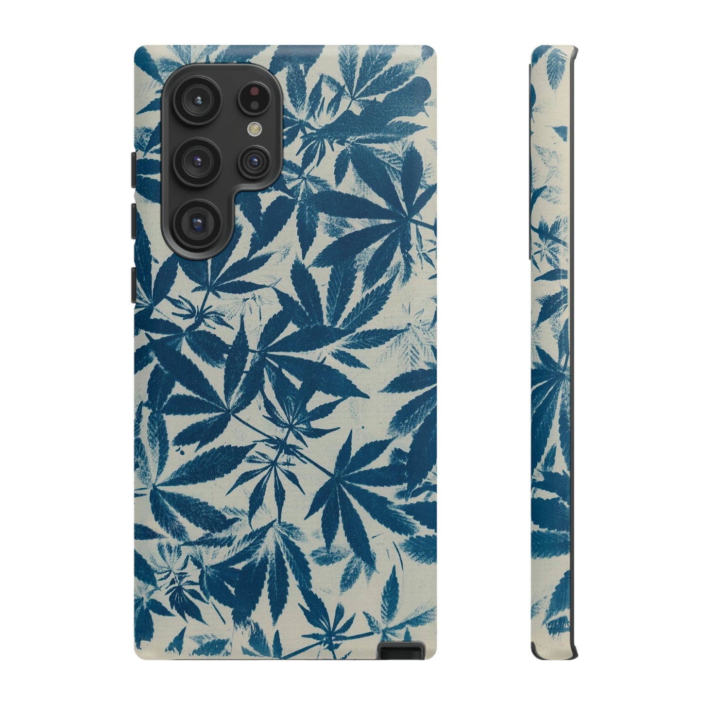 Tough Cell Phone Cases -Cannabis Field Cyanotype on Ivory Print