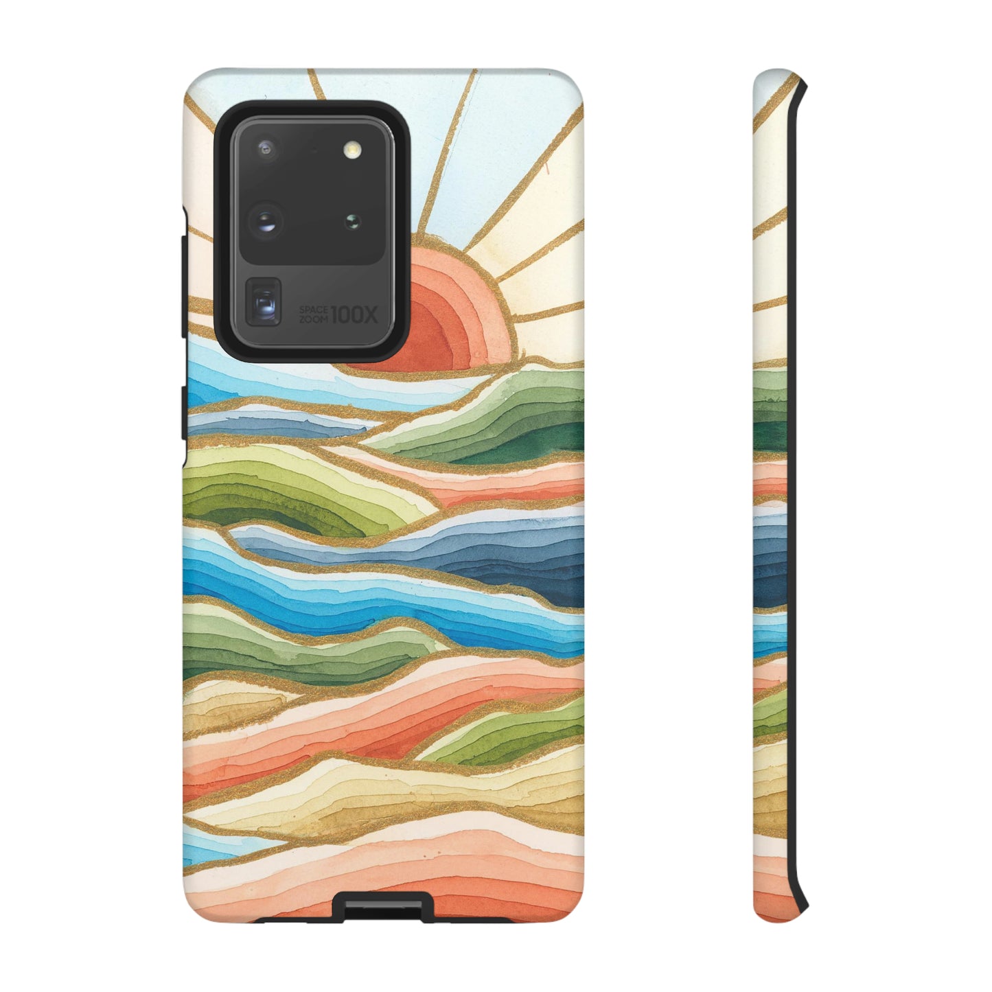 Tough Cell Phone Cases - Red Twilight Landscape