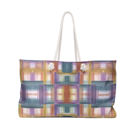 Oversized Weekender Bag - Painterly Plaid