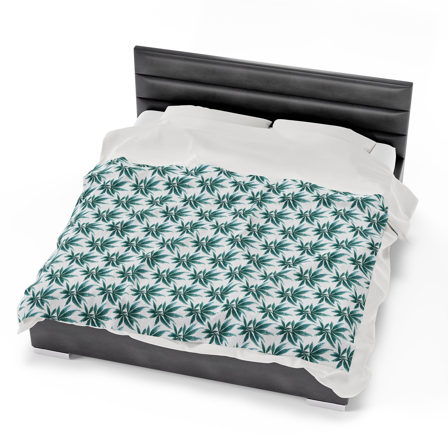 Velveteen Plush Blanket - Teal Dreamleaf