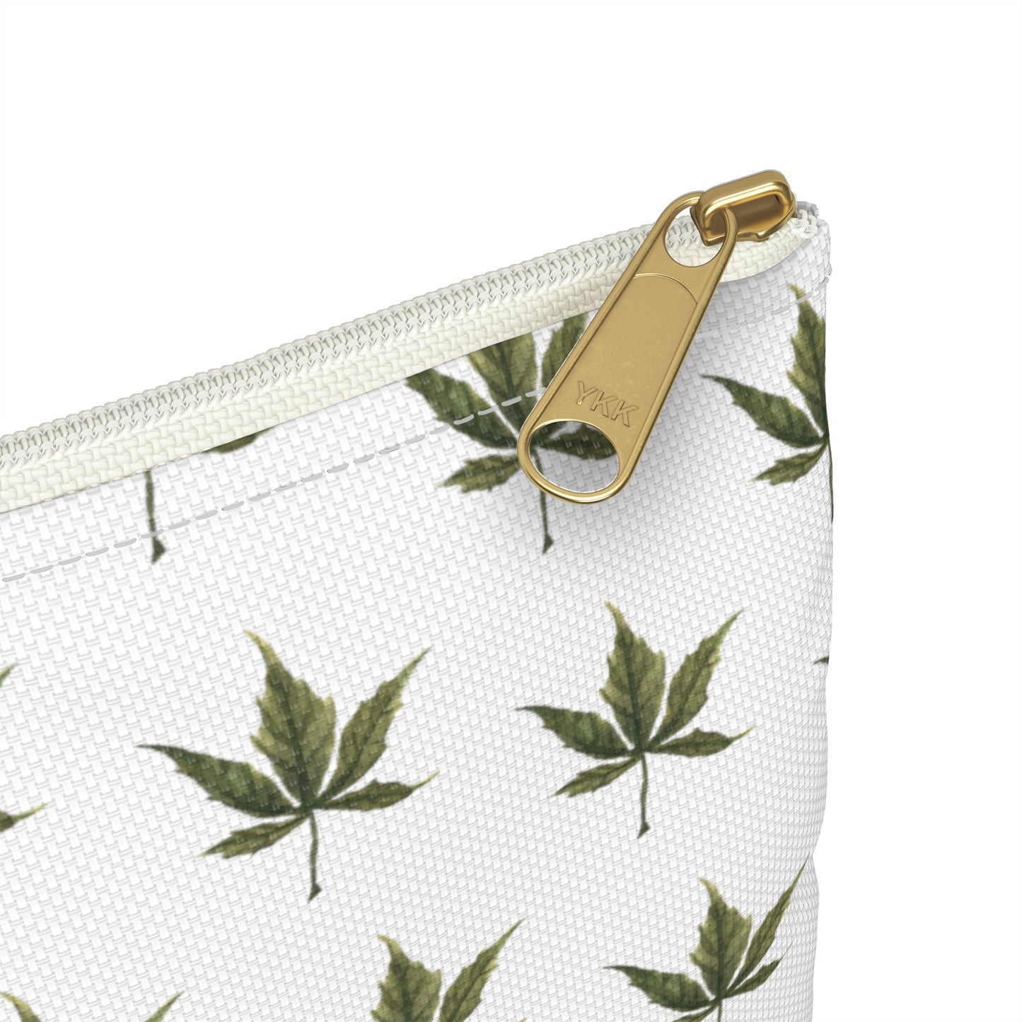 Flat Accessory Pouch - Mini Cannabis Leaf Print on White