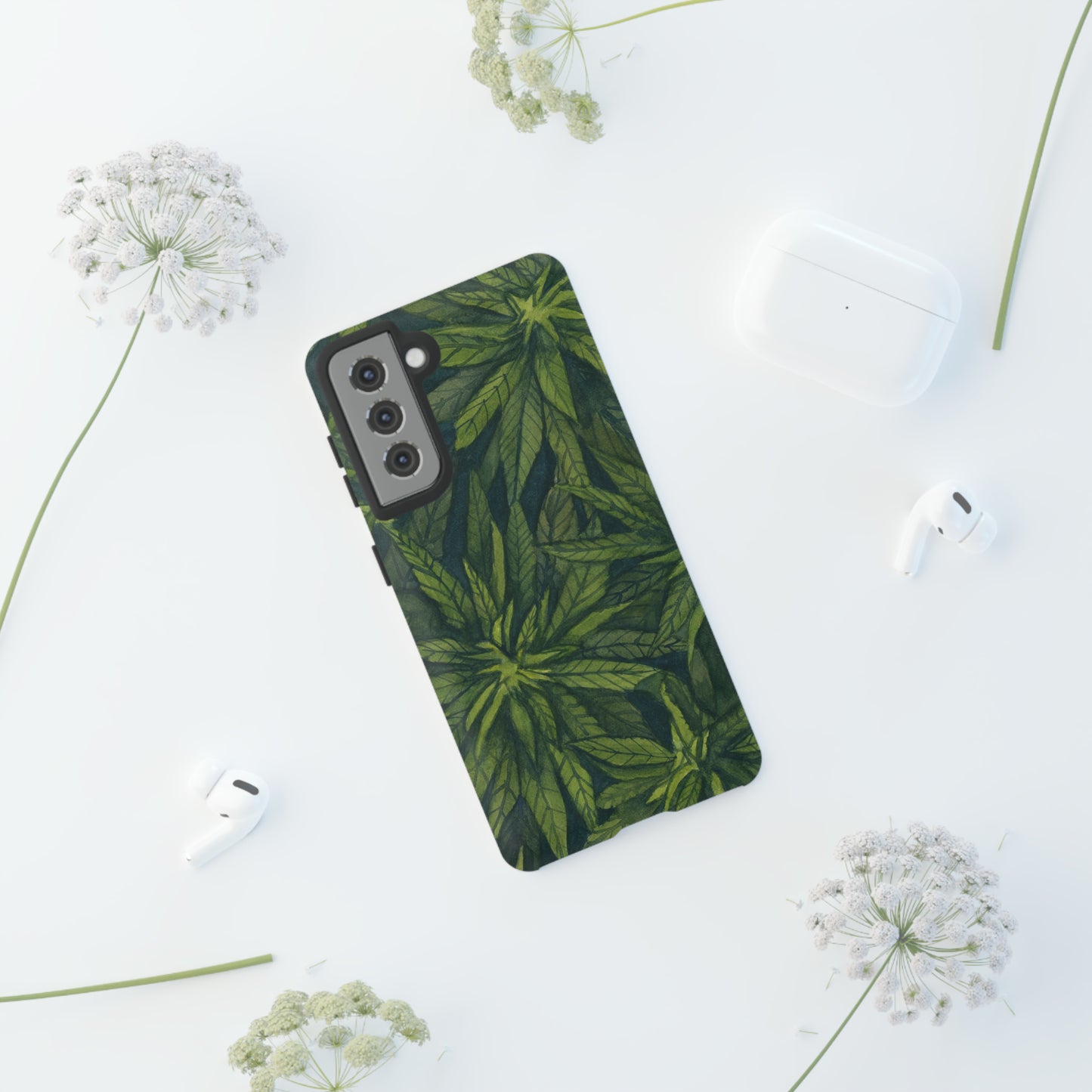 Tough Cell Phone Cases - Watercolor Cannabis Field