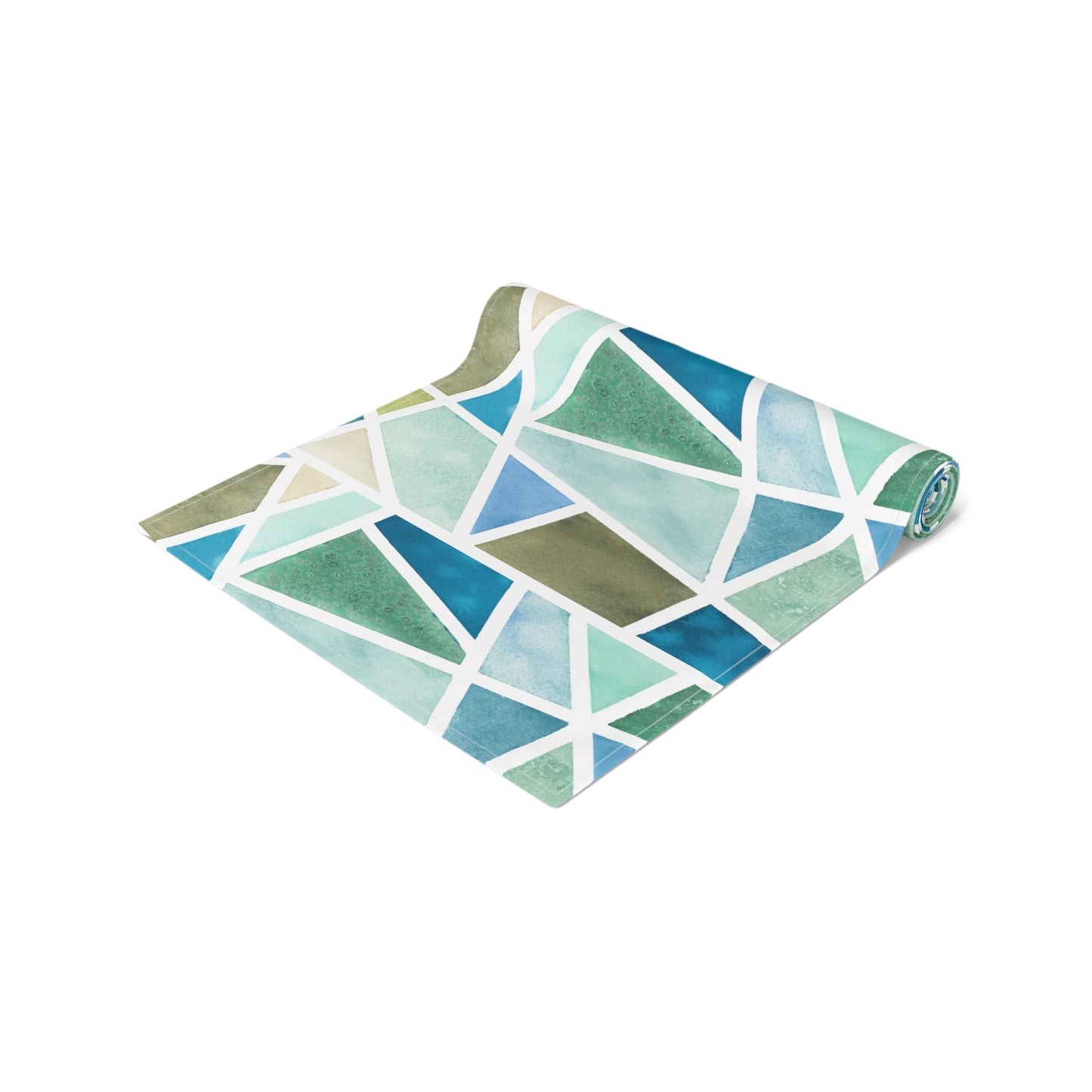 Table Runner 100% Cotton - Aqua Geo