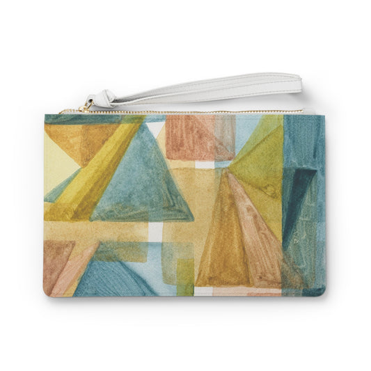 Vegan Leather Clutch Bag - Abstract Geo