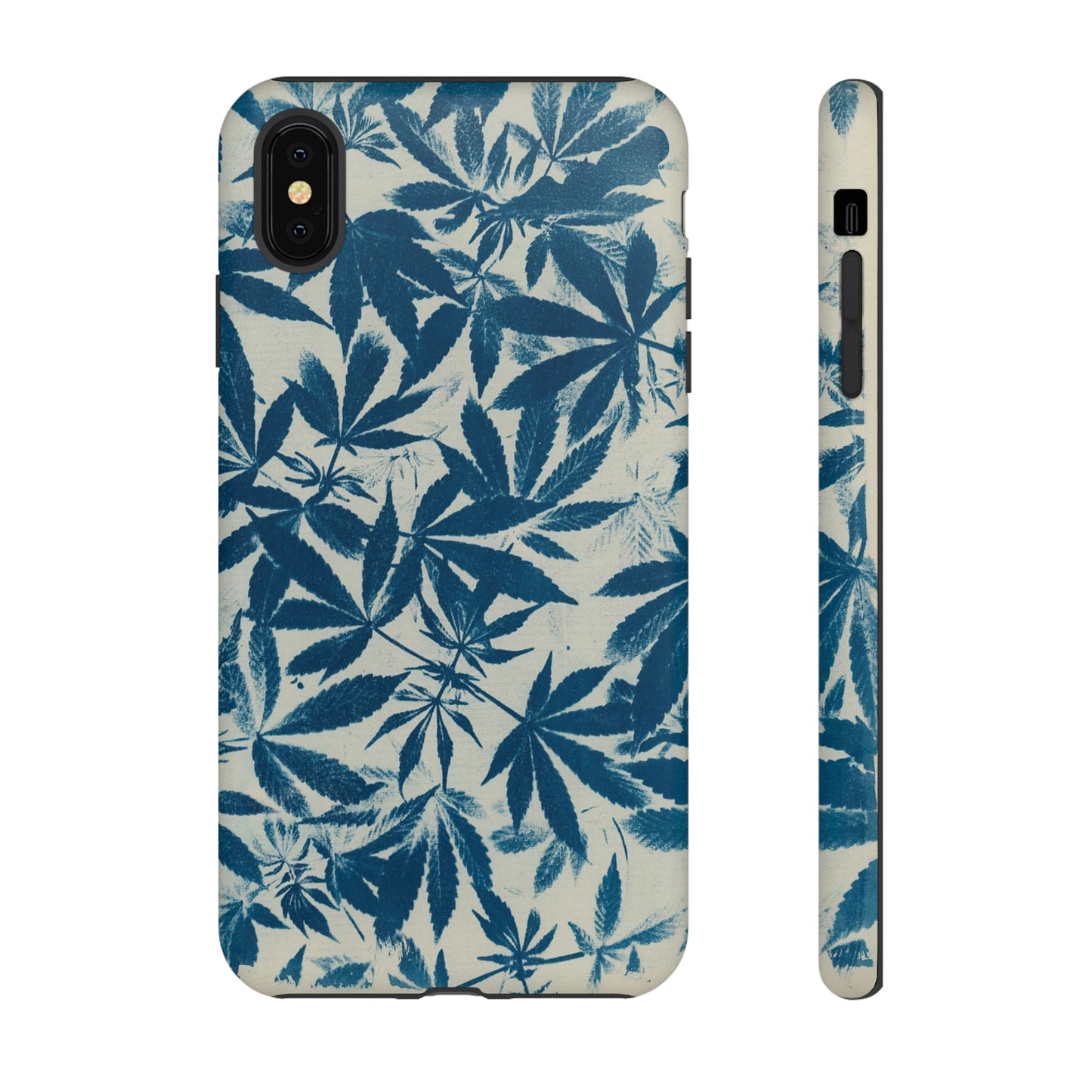 Tough Cell Phone Cases -Cannabis Field Cyanotype on Ivory Print