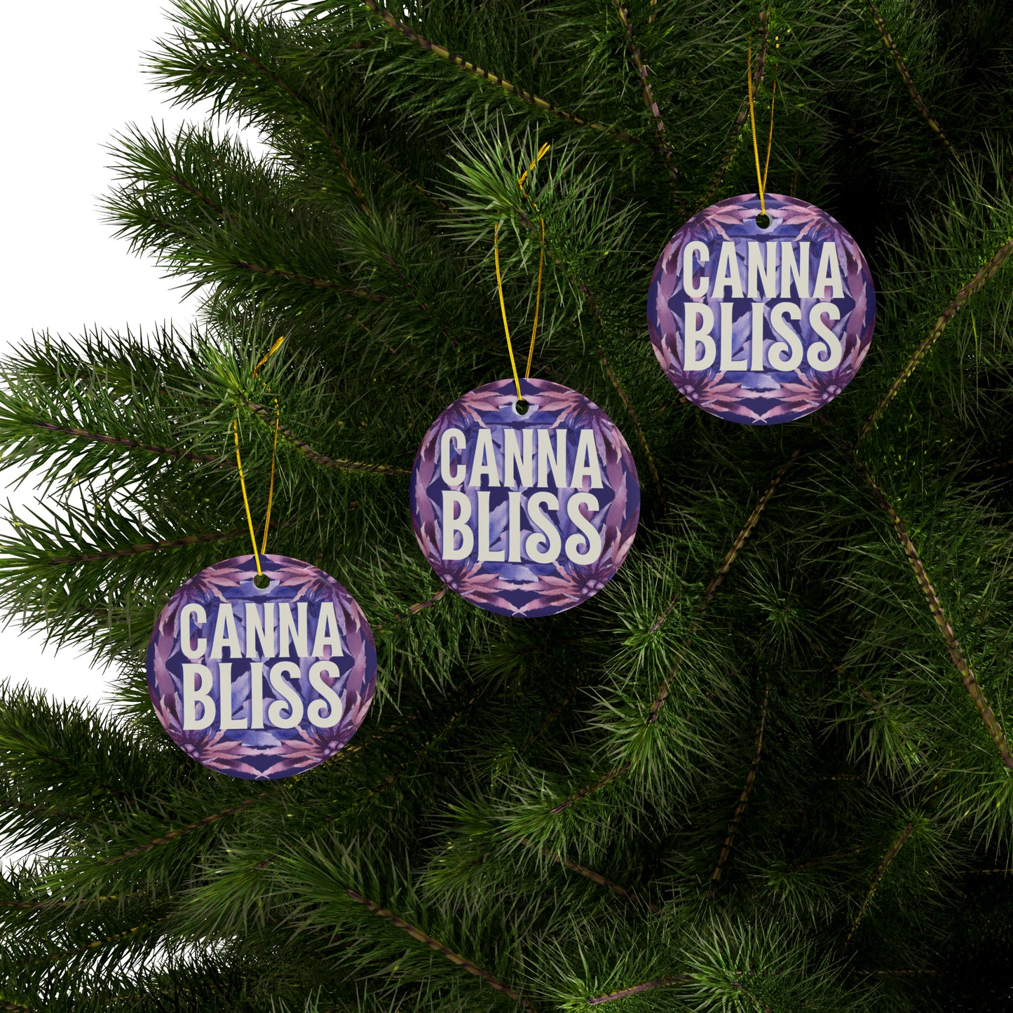 Ceramic Holiday Ornaments - Cannabliss Purple