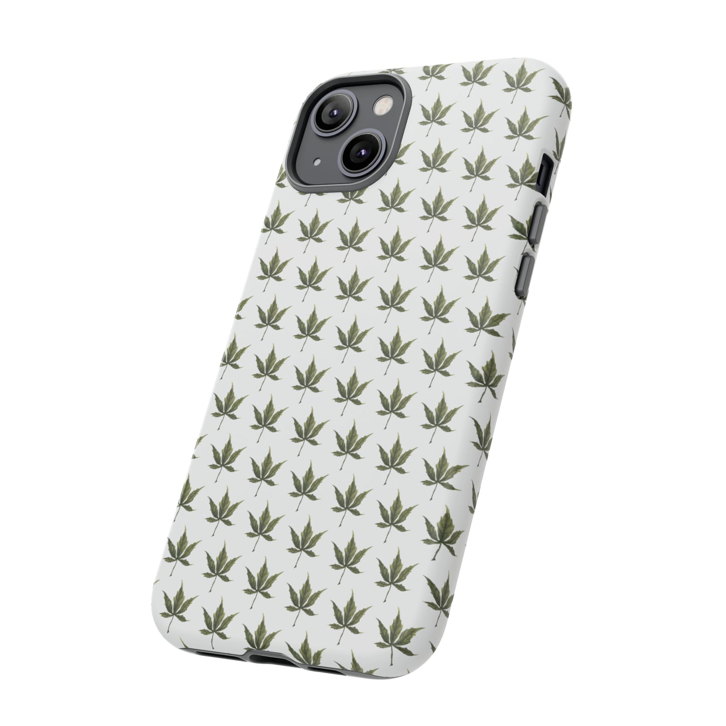 Tough Cell Phone Cases - Mini Cannabis Leaf on White