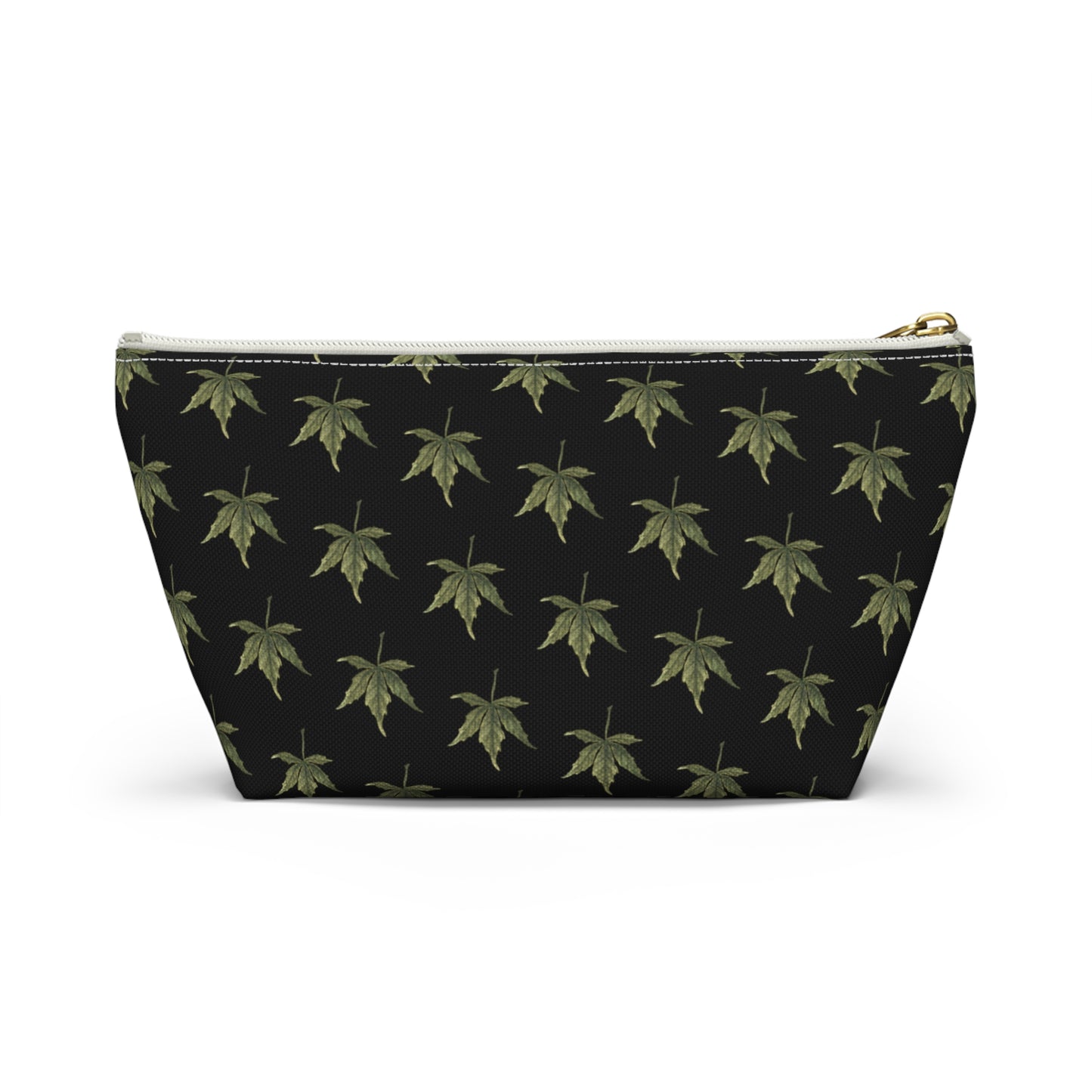 Roomy Accessory Pouch - Mini Cannabis Leaf Print on Black