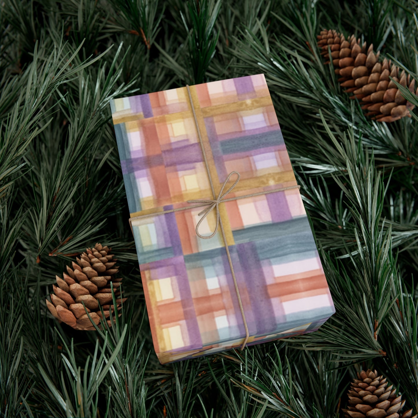 Gift Wrap Papers - Painterly Plaid, Warm Colors Wrapping Paper