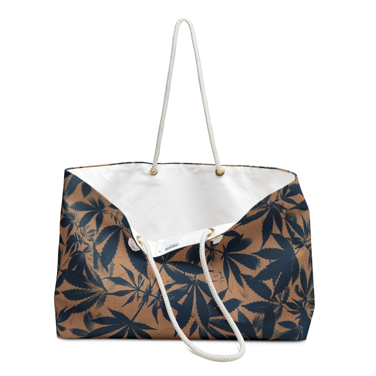 Oversized Weekender Bag - Cannabis Field Cyanotype on Amber Print