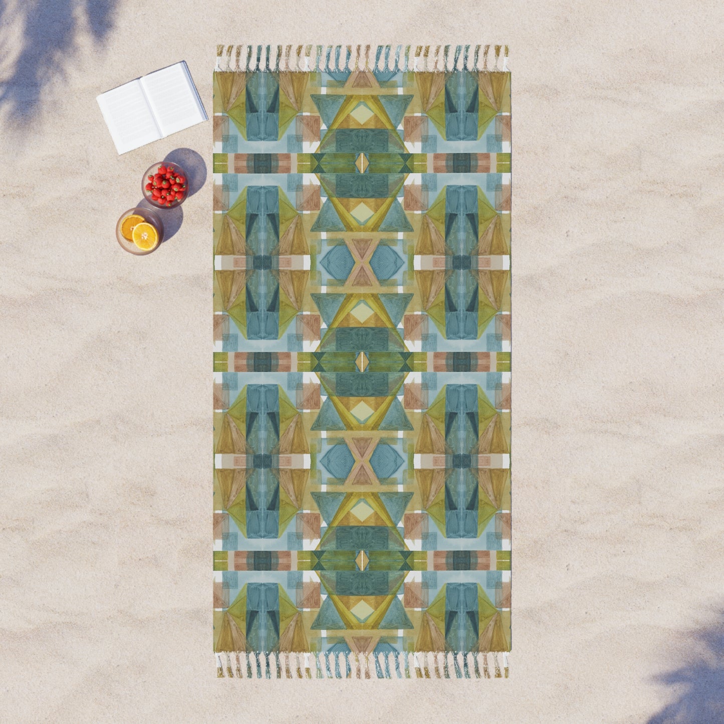 Boho Beach Cloth - Painterly Plaid, cool colors