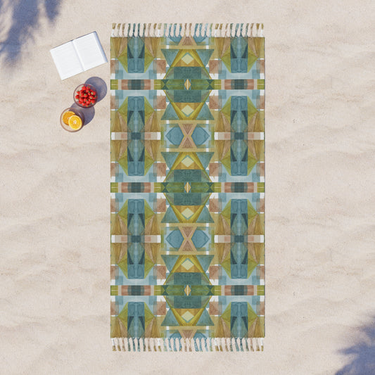 Boho Beach Cloth - Painterly Plaid, cool colors