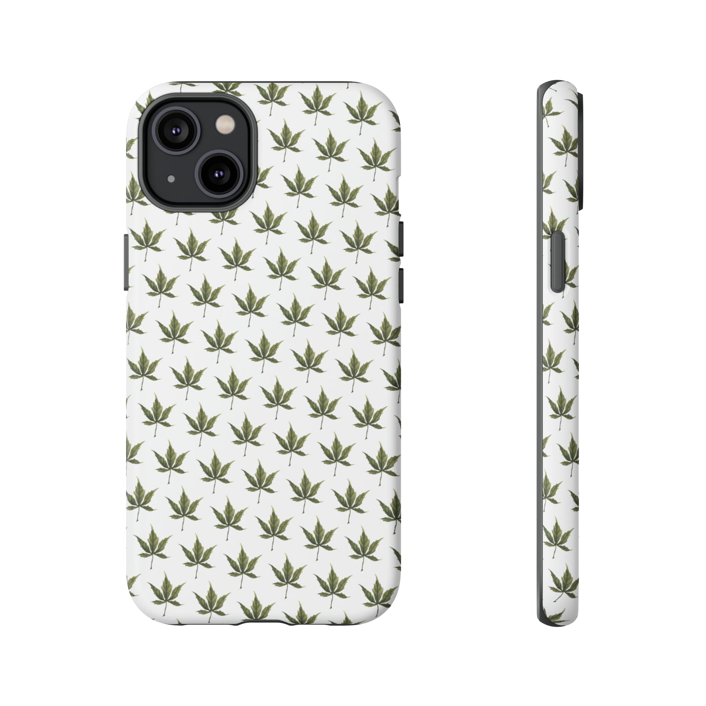 Tough Cell Phone Cases - Mini Cannabis Leaf on White