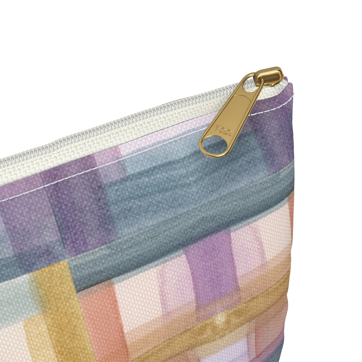 Flat Accessory Pouch - Painterly Plaid, Warm Colors