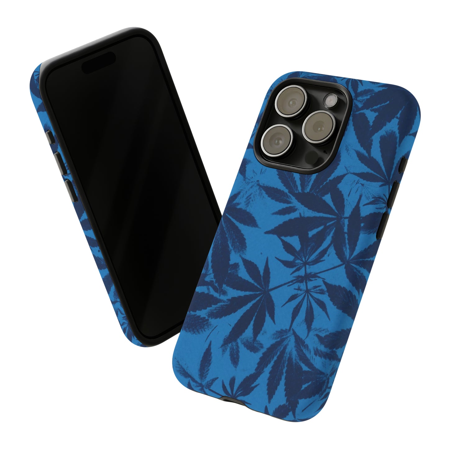 Tough Cell Phone Cases - Cyanotype on Bright Blue Print