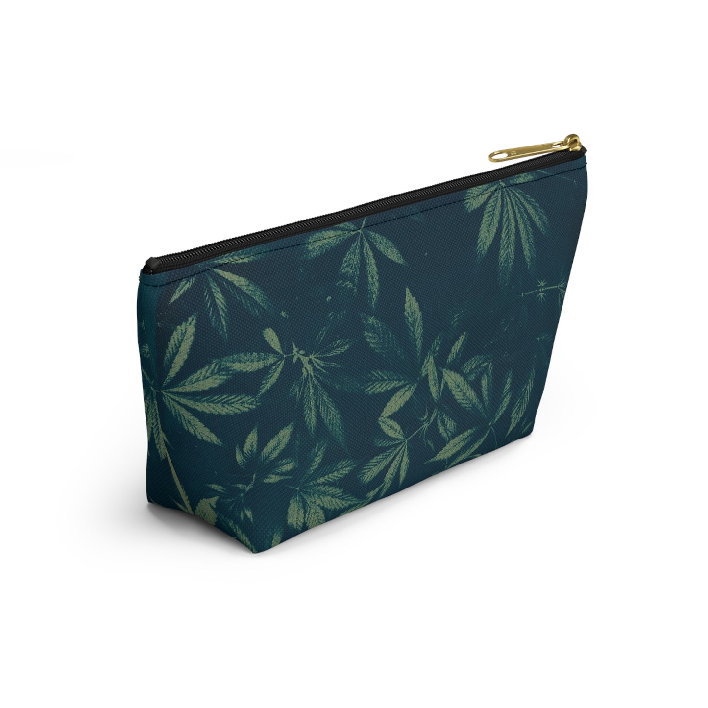 Roomy Accessory Pouch - Cyanotype on Green