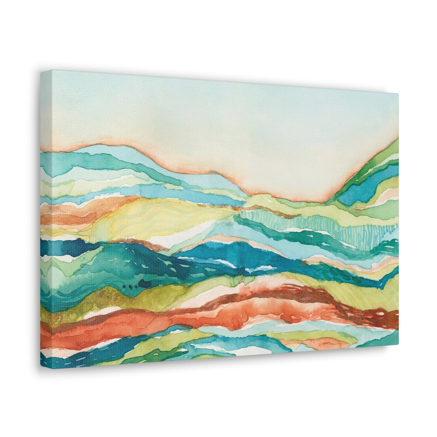 Canvas Gallery Wrap Prints - Abstract Watercolor Mountain Landscape