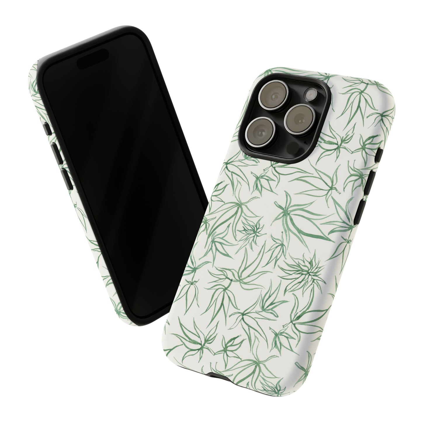 Tough Cell Phone Cases - Cannabis Sketches in Green