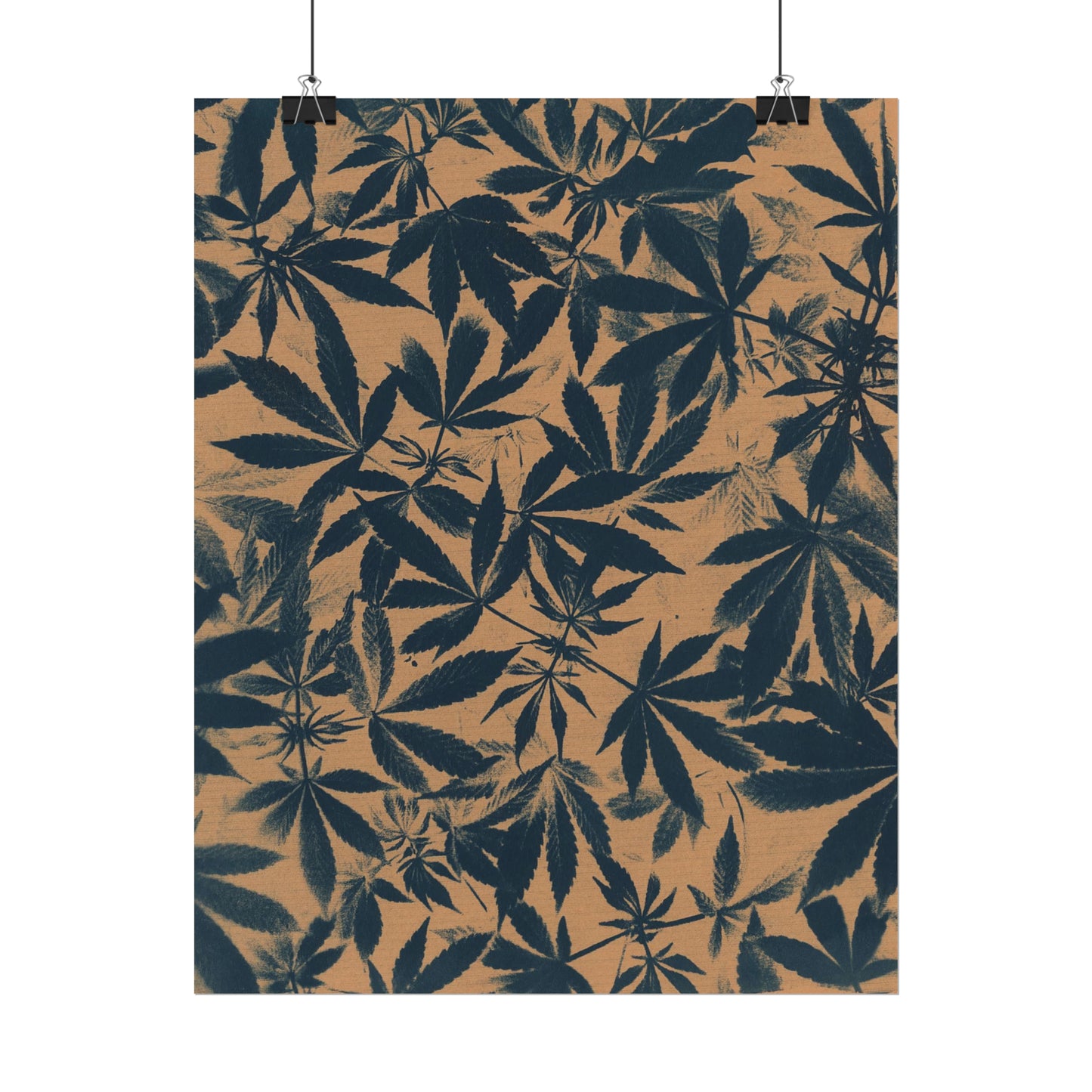 Fine Art Reproductions - Archival, Textured Watercolor Matte Prints - Cannabis Cyanotype on Amber Print