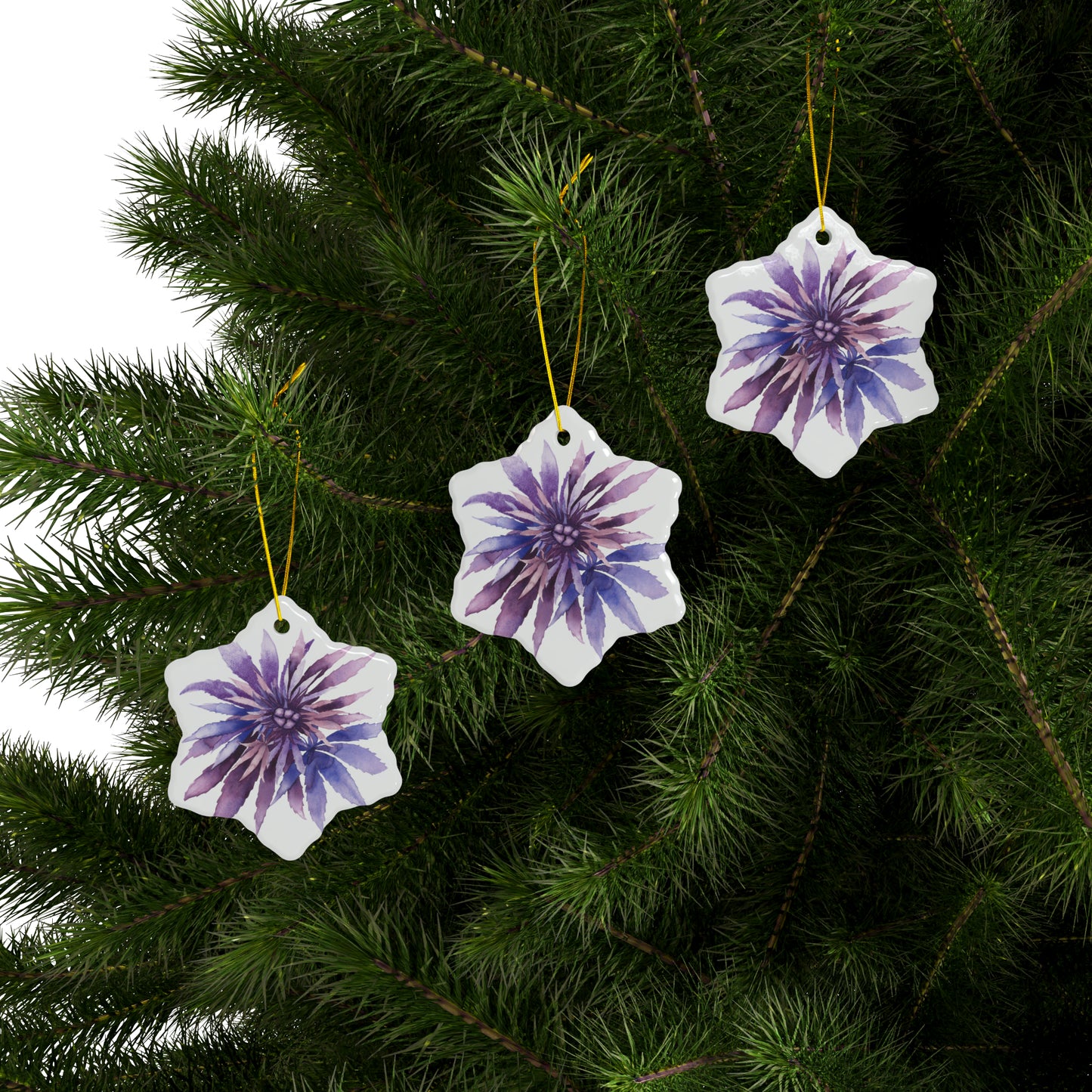 Ceramic Holiday Ornaments - Purple Passion