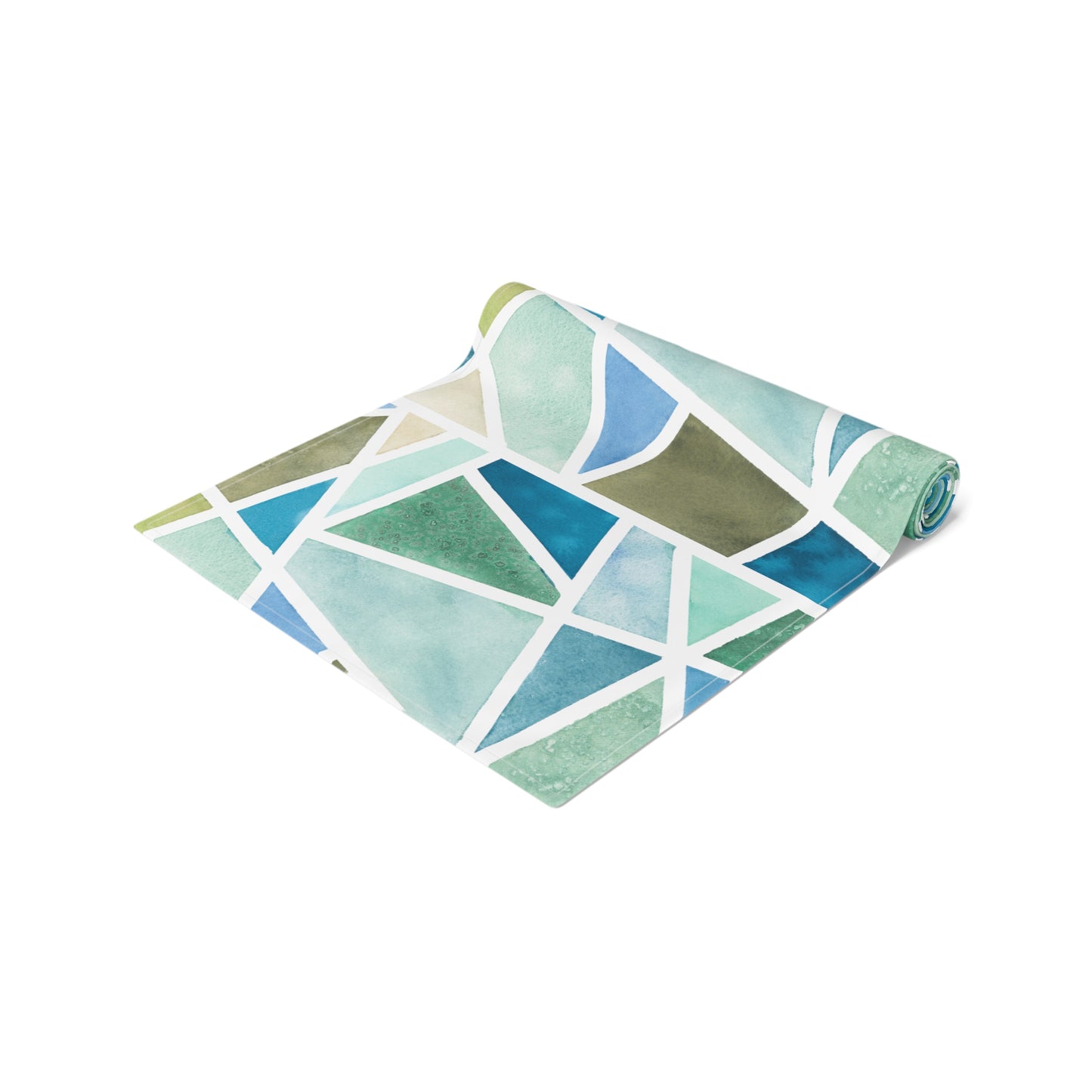 Table Runner 100% Cotton - Aqua Geo