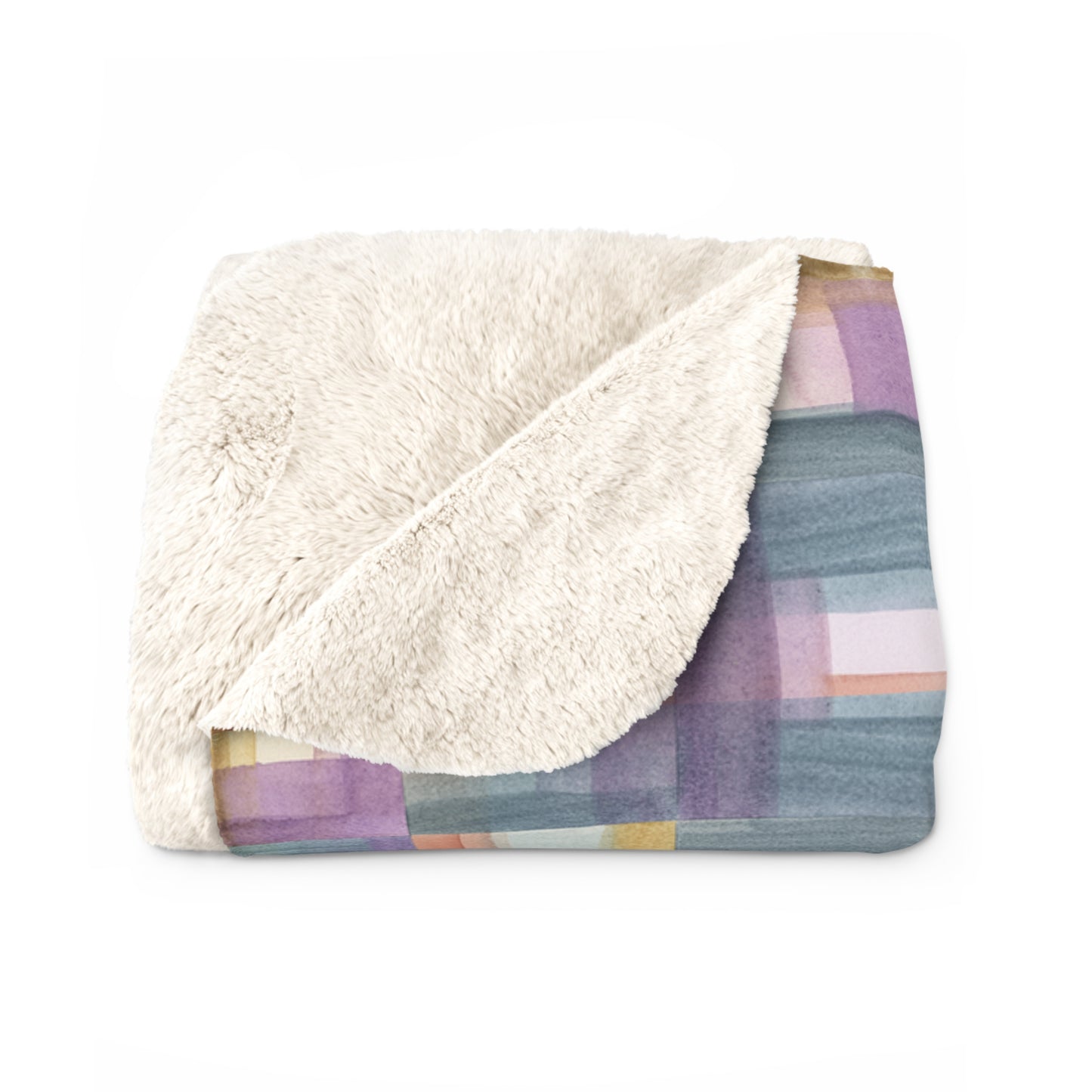 Sherpa Fleece Blanket - Painterly Plaid, Warm Colors