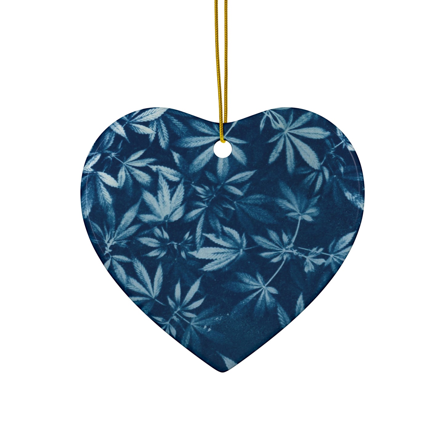 Ceramic Holiday Ornament - Cyanotype Print 1