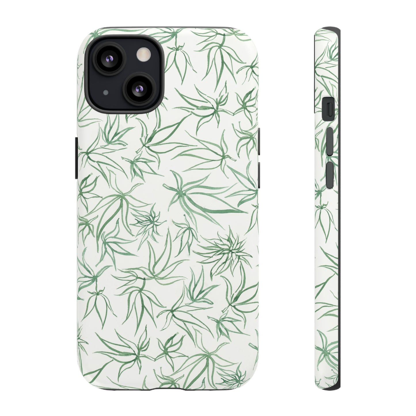 Tough Cell Phone Cases - Cannabis Sketches in Green