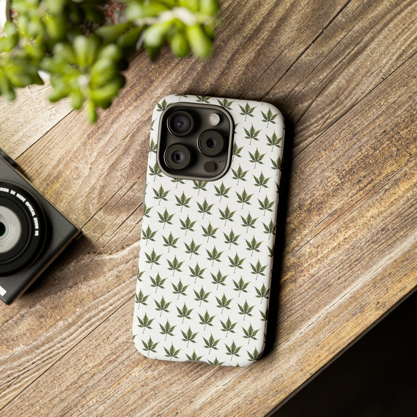 Tough Cell Phone Cases - Mini Cannabis Leaf on White