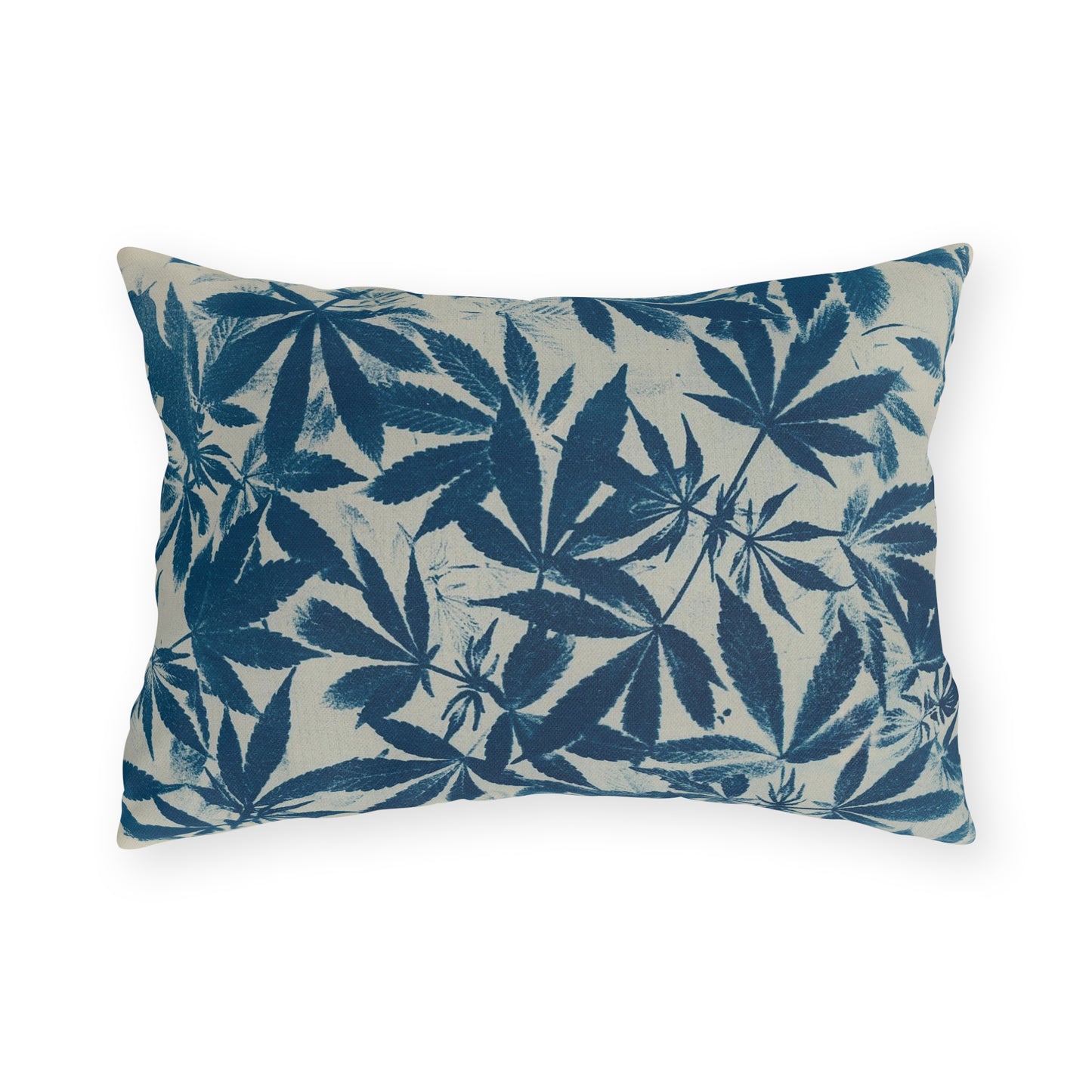 Outdoor Decorative Pillows - UV/H2O/Mildew Resistant - Cannabis Field Cyanotype on Ivory Print