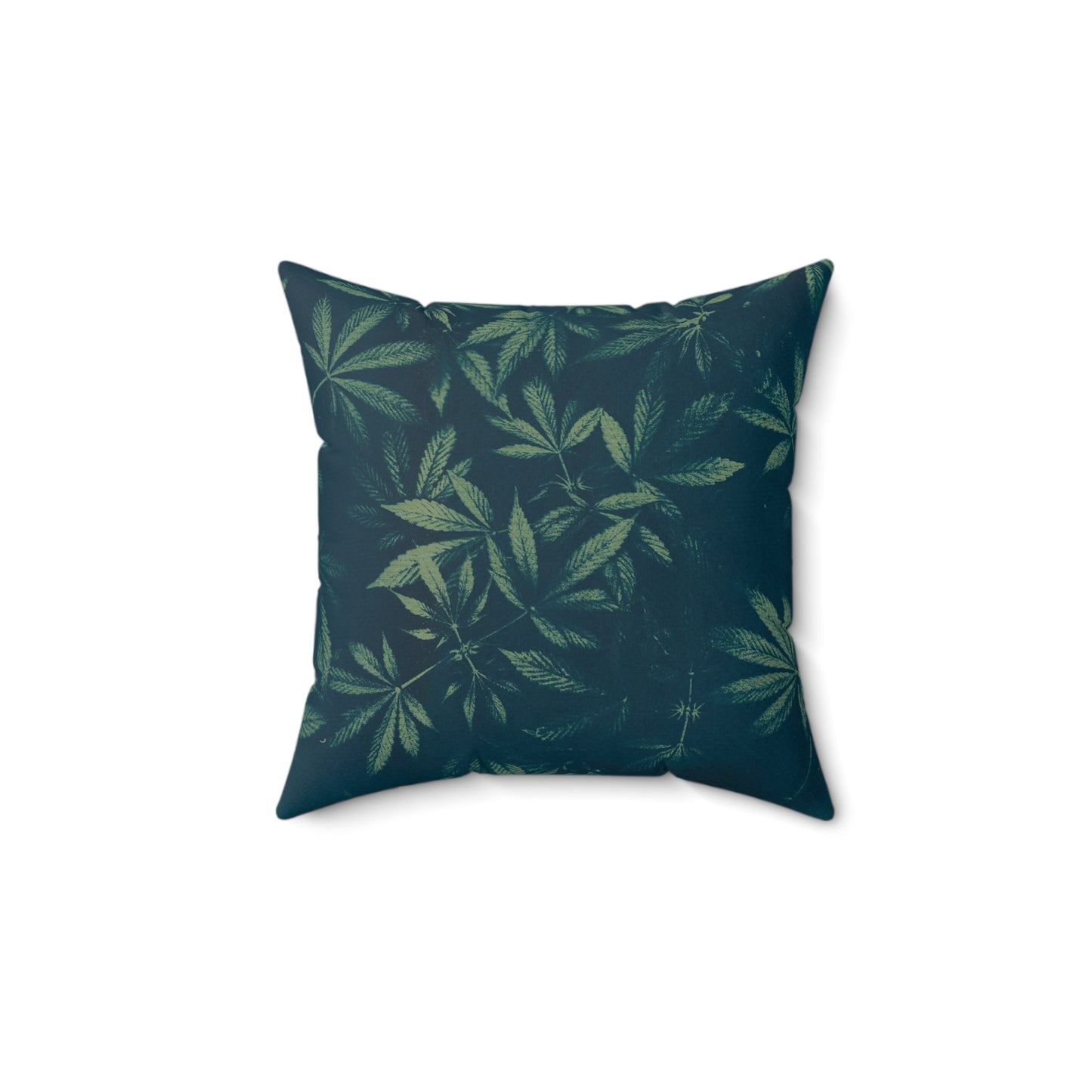 Faux Suede Square Pillow - Cyanotype on Green