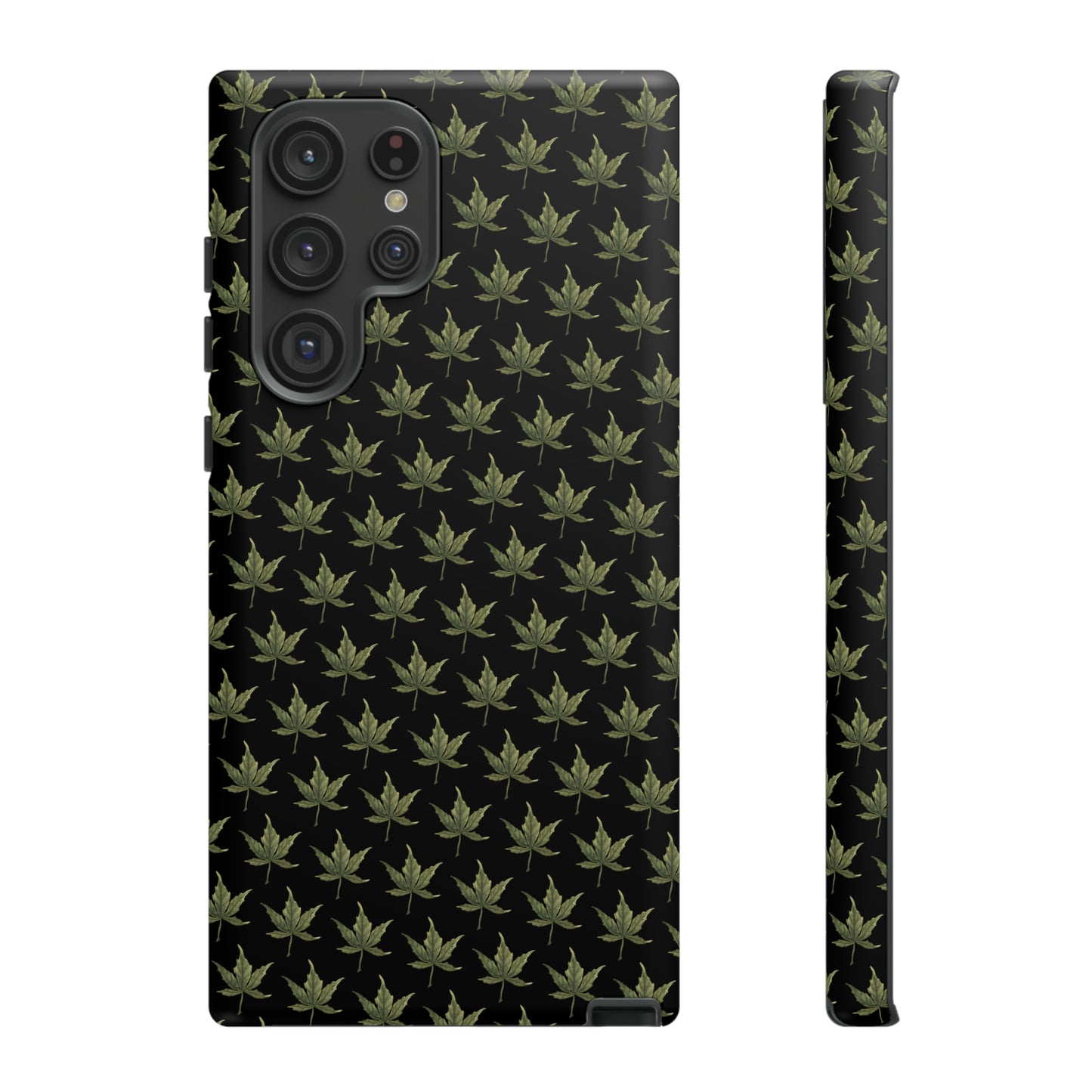 Tough Cell Phone Cases - Mini Cannabis Leaf on Black