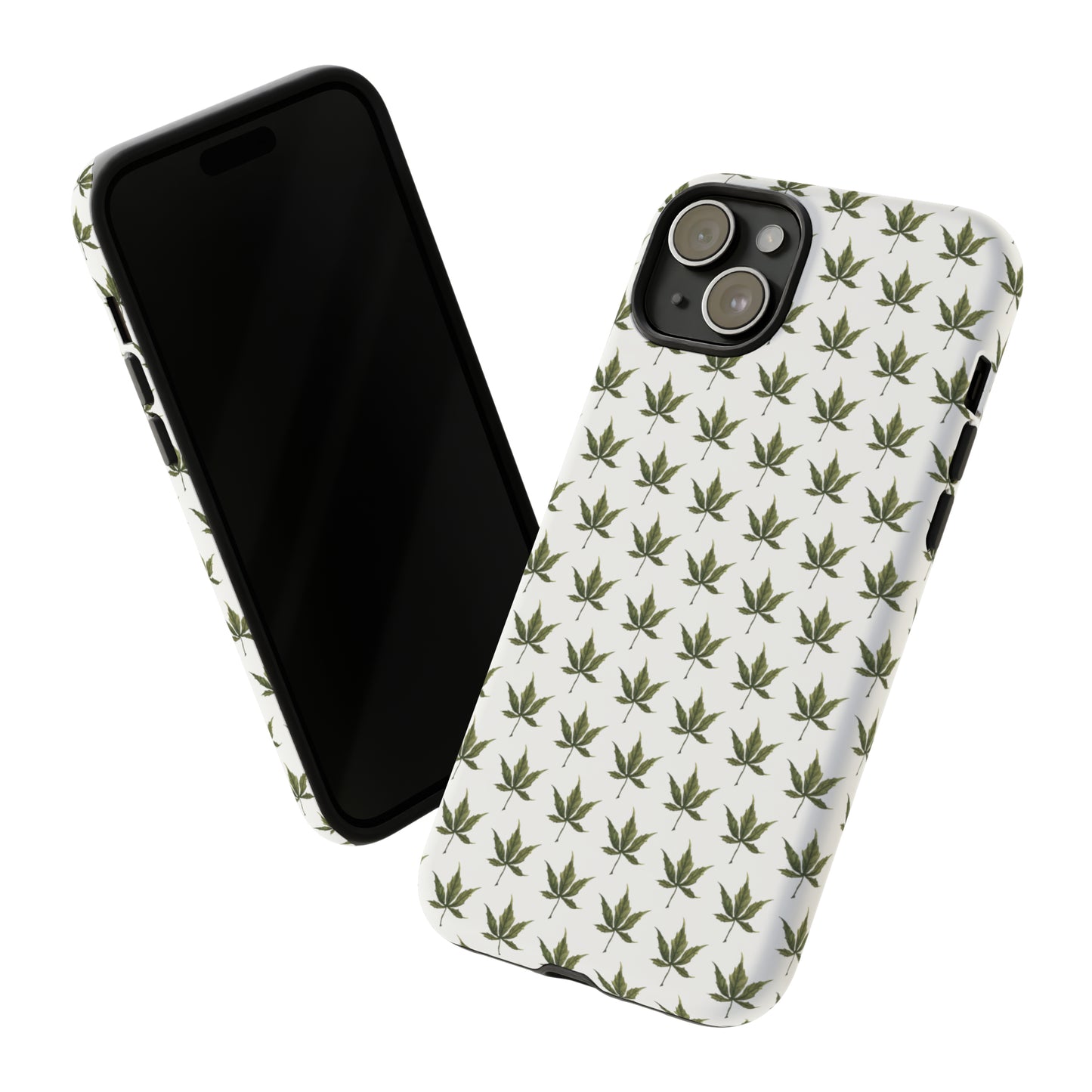 Tough Cell Phone Cases - Mini Cannabis Leaf on White