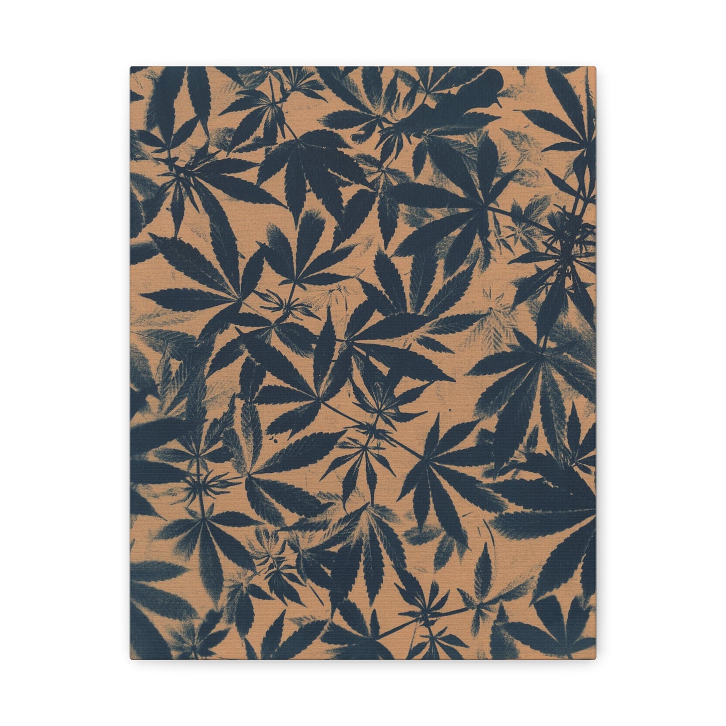 Gallery Wrapped Canvas Print - Cannabis Field Cyanotype on Amber Print (Reproduction)