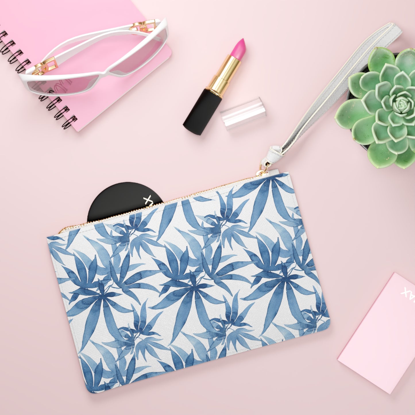 Vegan Leather Clutch Bag - Ocean Haze