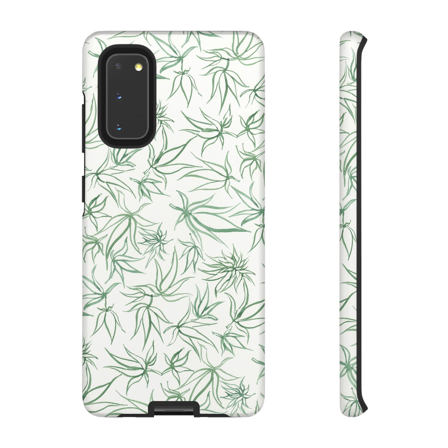 Tough Cell Phone Cases - Cannabis Sketches in Green